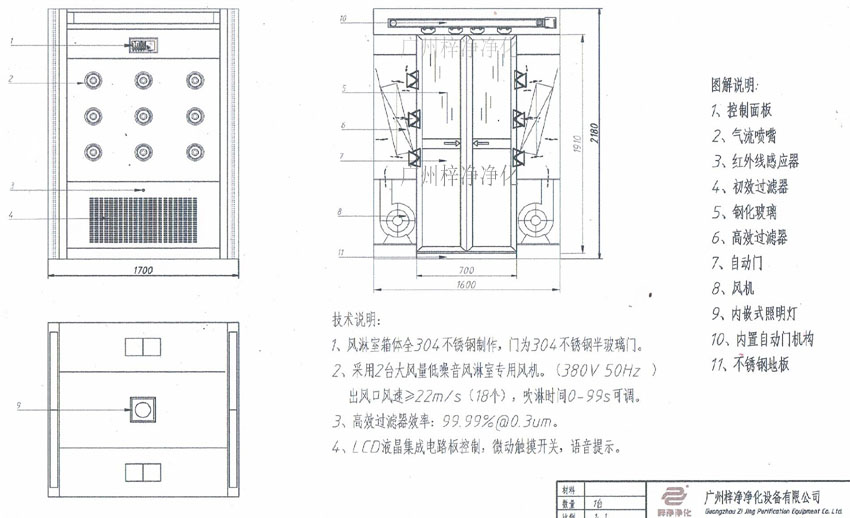 内置自动平移门风淋间方案图